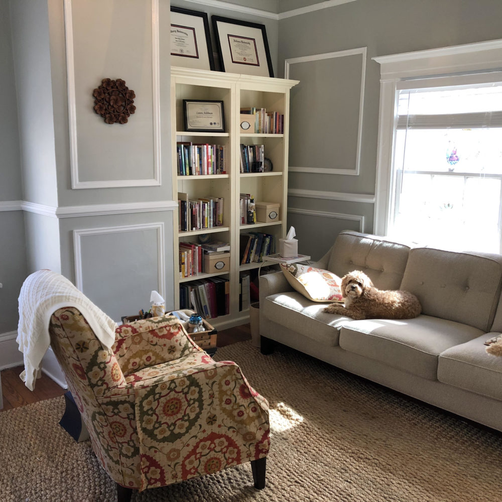 Office interior with therapy couch